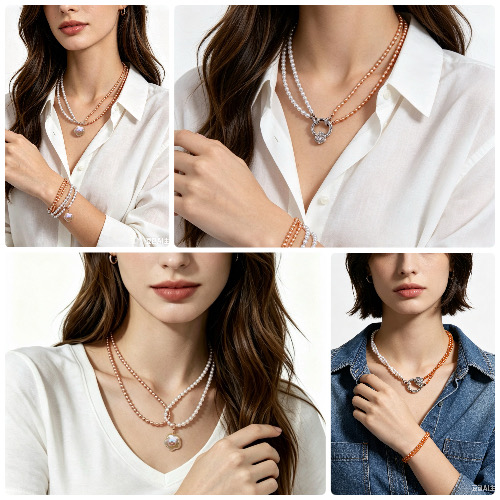 Ever-Shifting Pearls--Golden Stream & Moon Halo Multi-Wear Pearl Necklace