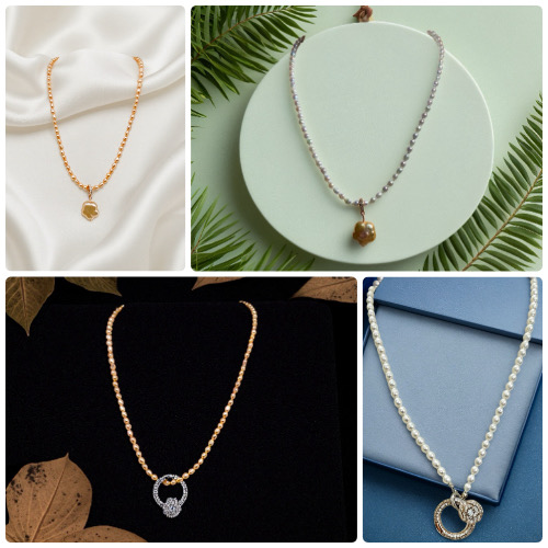 Ever-Shifting Pearls--Golden Stream & Moon Halo Multi-Wear Pearl Necklace