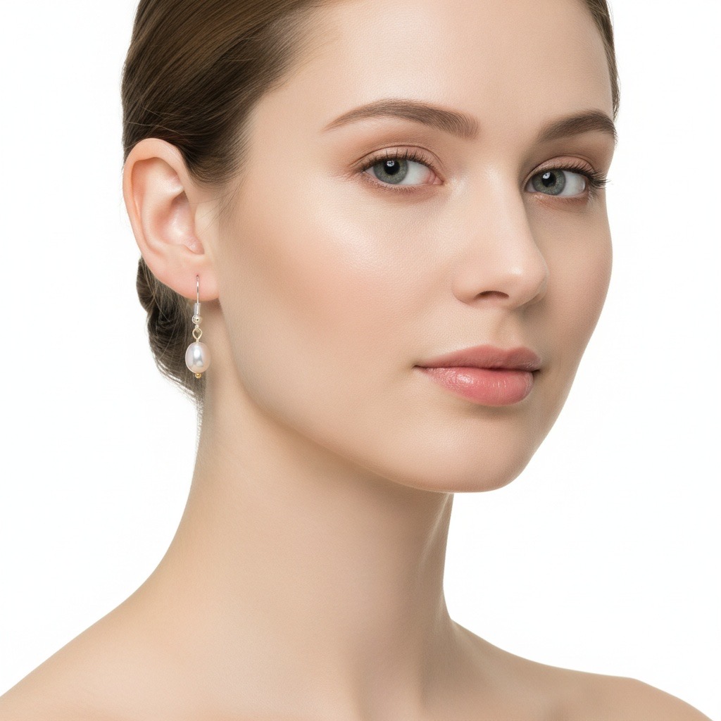 Pale Golden Green Dew Drops--AAAAAA+ Cyan Iridescent Teardrop Ear Hook | Handmade Jewelry