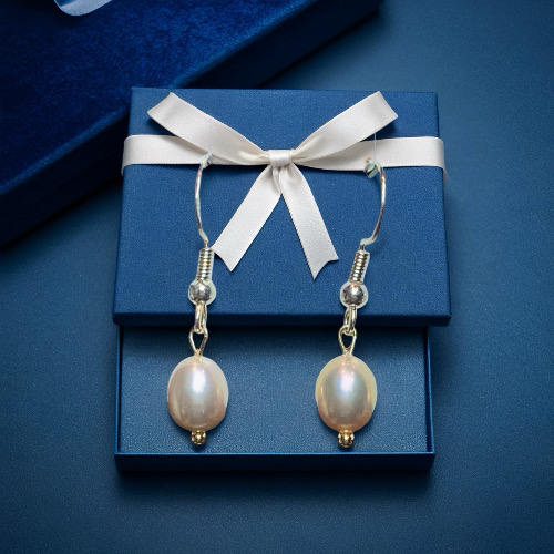 Pale Golden Green Dew Drops--AAAAAA+ Cyan Iridescent Teardrop Ear Hook | Handmade Jewelry