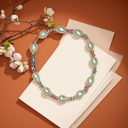 Pearlight Purple Mist--White Pearl AAAA+ Bracelet With Mini Baroque-Yasvitti Pearl Jewelry