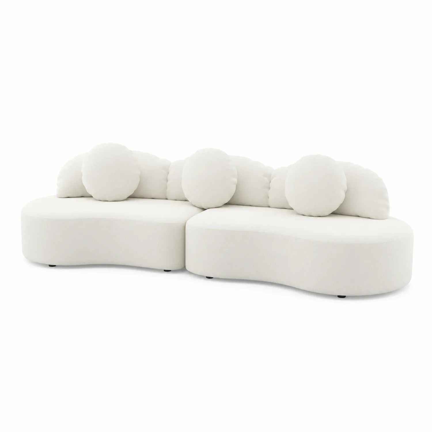 Canapé modulable courbé en tissu Blanc-rusticvillae