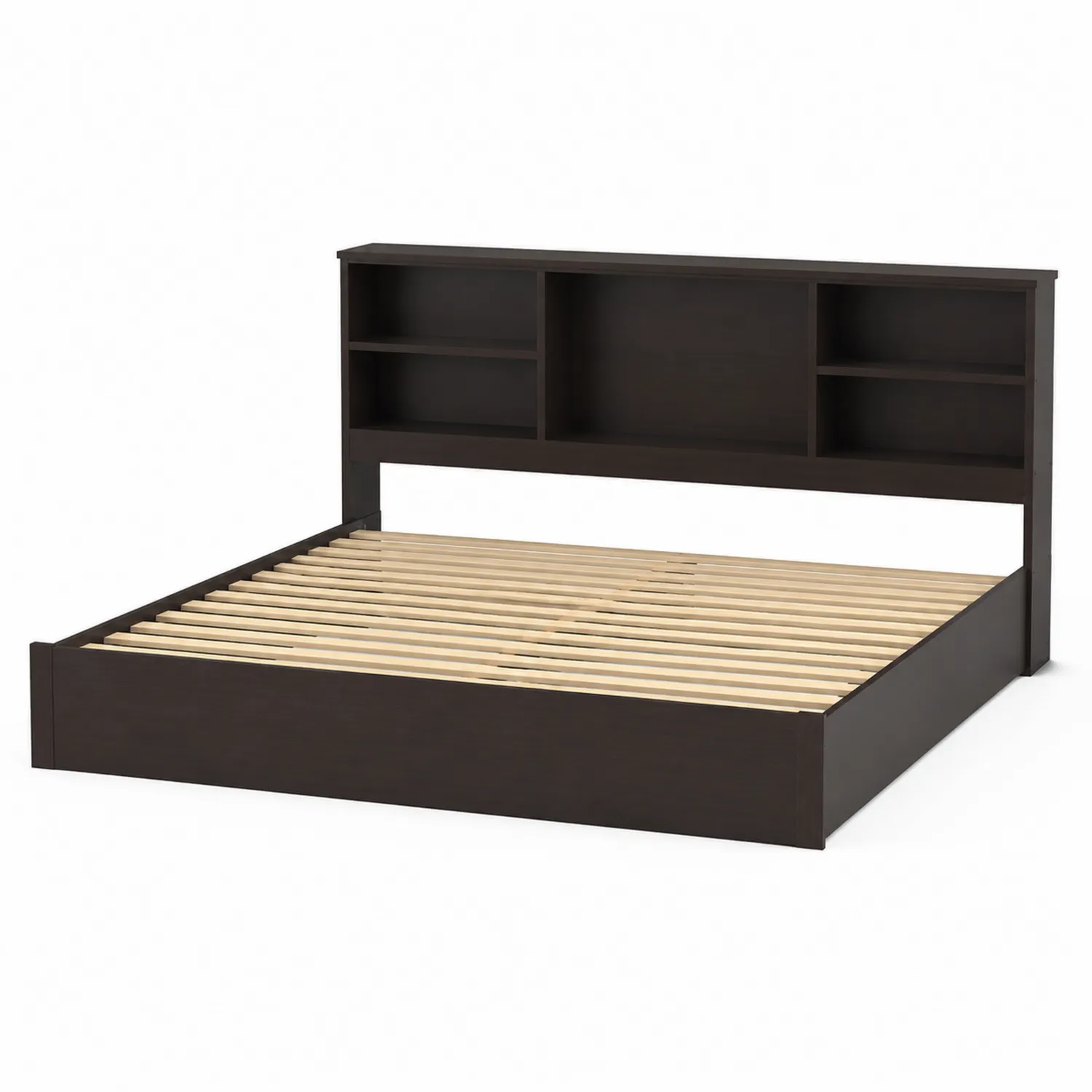 Lit en bois avec étagères intégrées Brun 200x160 cm-rusticvillae