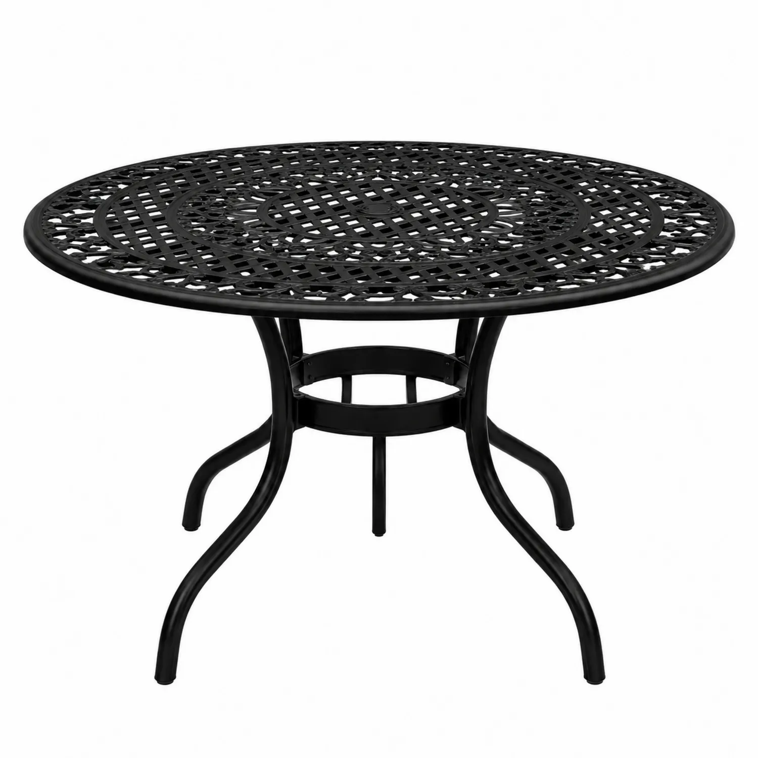 Table ronde en aluminium noir diamètre 120 cm-rusticvillae