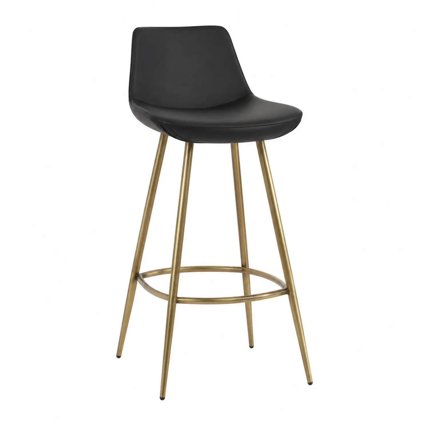 Tabouret de bar en métal avec assise en similicuir Noir-rusticvillae