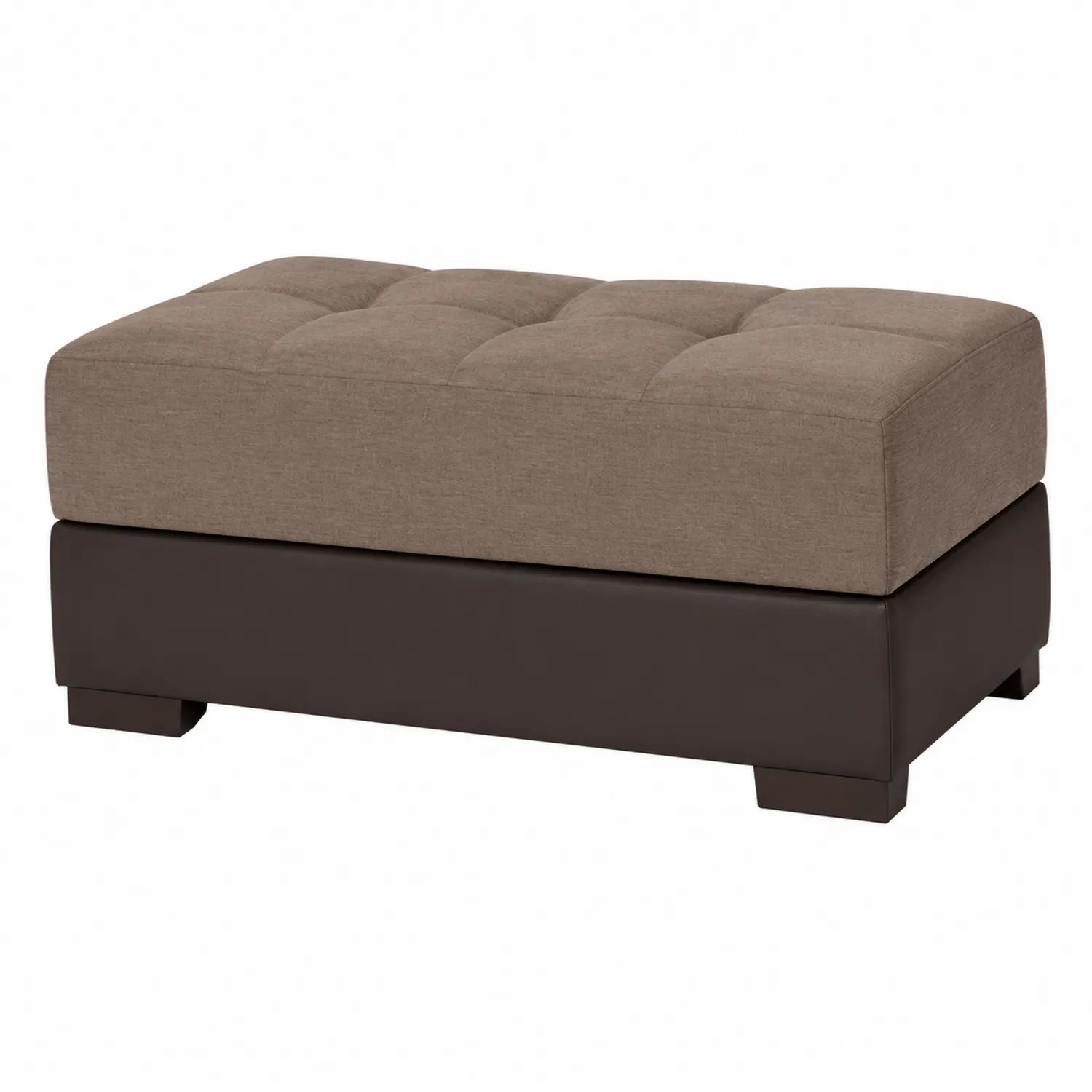 Pouf rectangulaire en tissu et PU Chocolat/Marron 100x60x40cm-rusticvillae