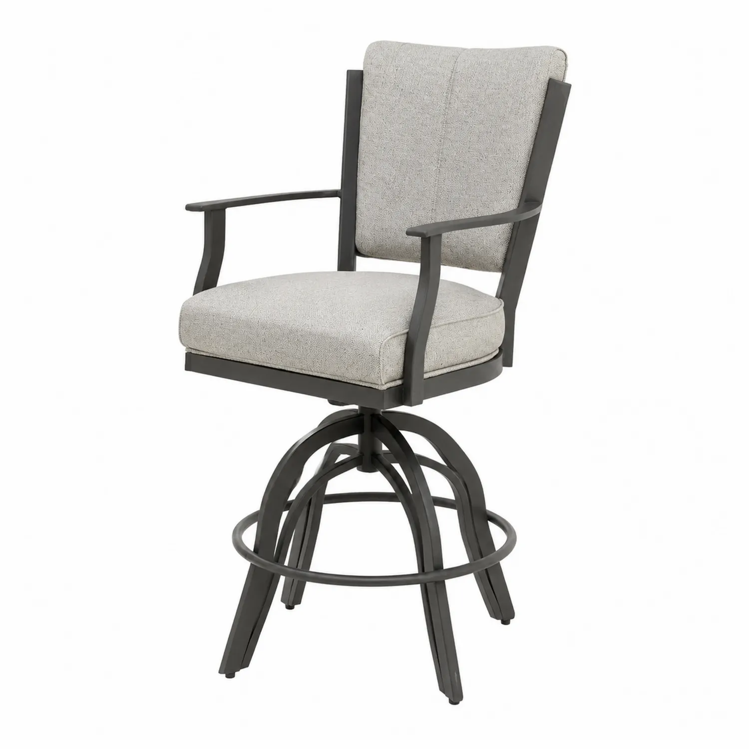 Chaise de bar pivotante en métal et tissu Gris-rusticvillae