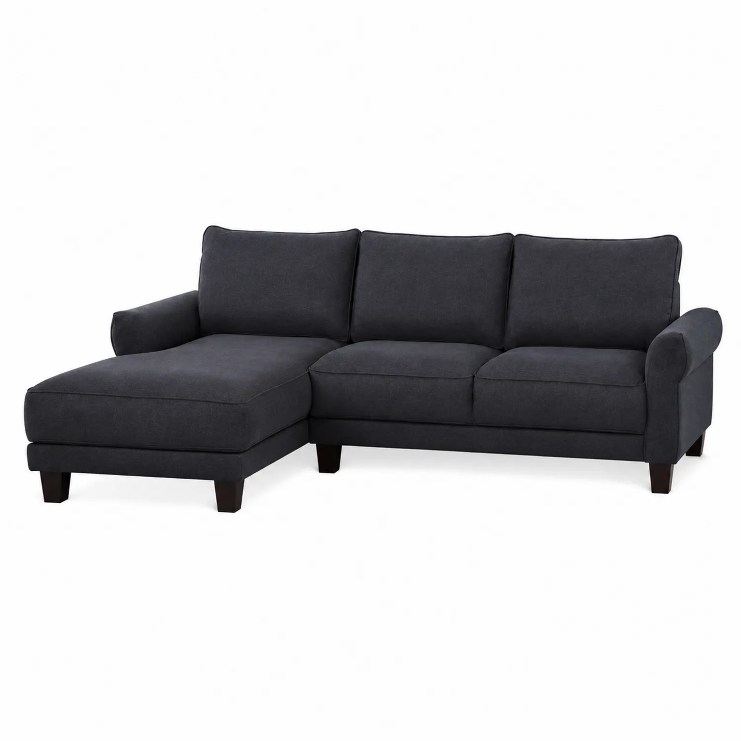 Canapé sectionnel en L en tissu polyester Gris foncé 250x150x85 cm-rusticvillae