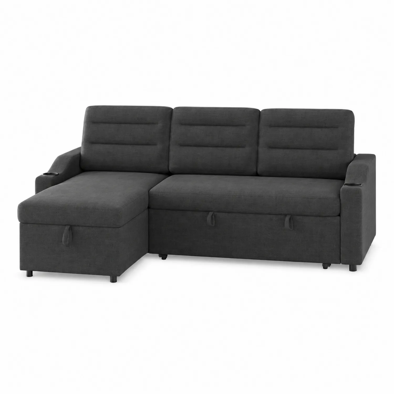 Canapé d'angle convertible 3 places tissu Gris Foncé-rusticvillae