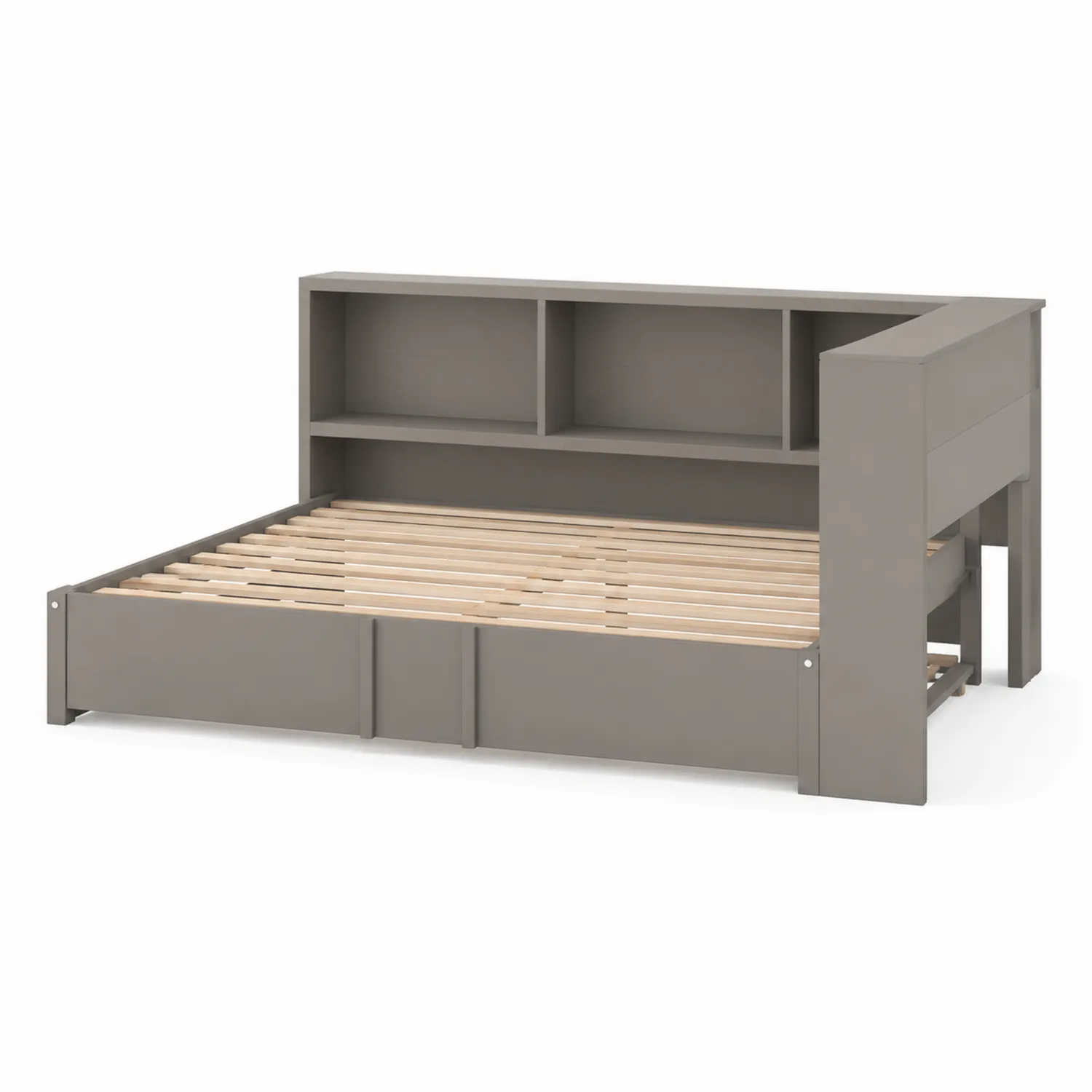 Lit simple avec étagères 90x200 cm bois Gris-rusticvillae