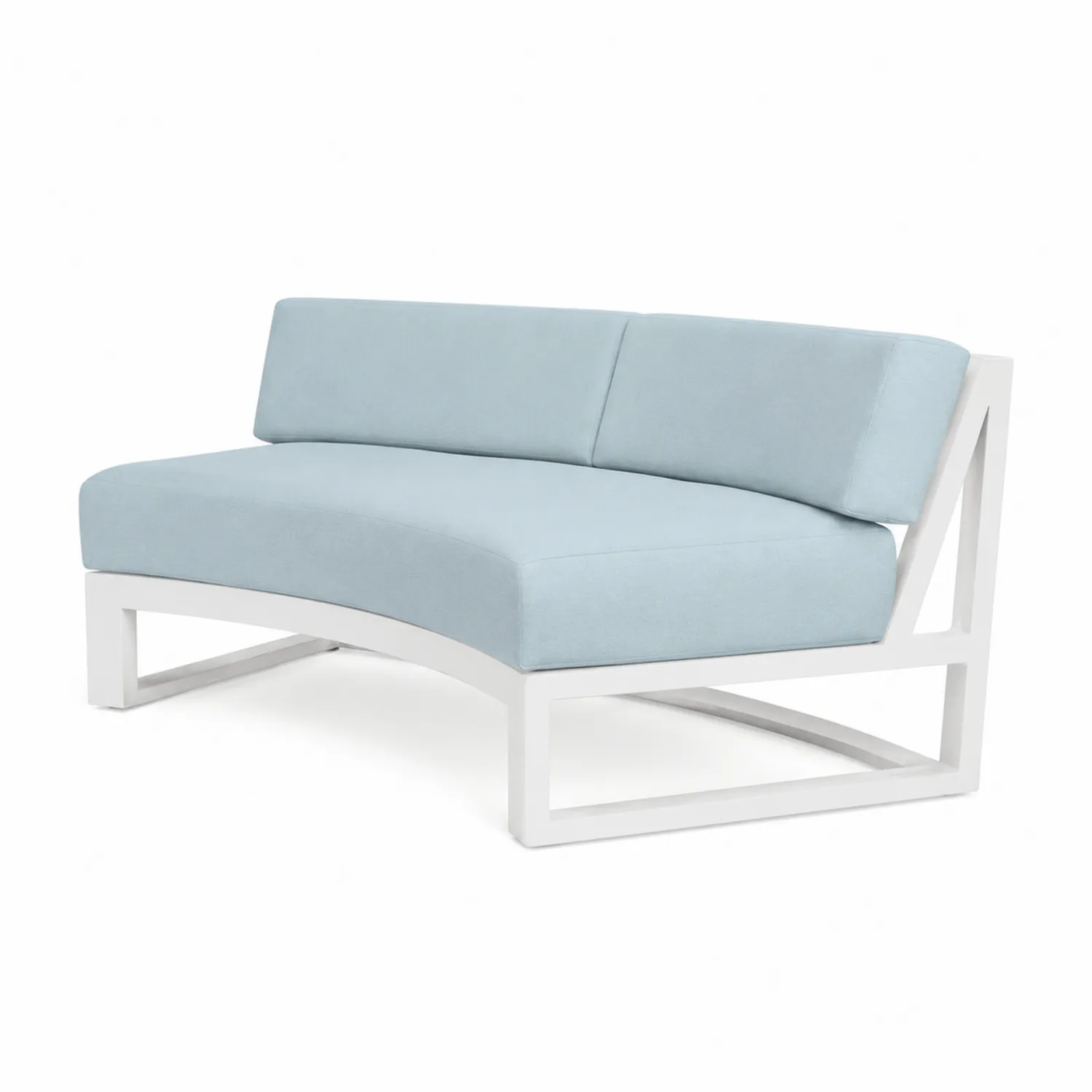 Canapé sectionnel courbé en aluminium avec tissu bleu clair-rusticvillae