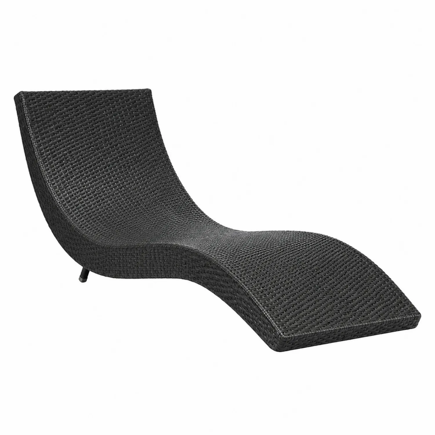 Chaise longue en résine tressée noire 195 cm-rusticvillae
