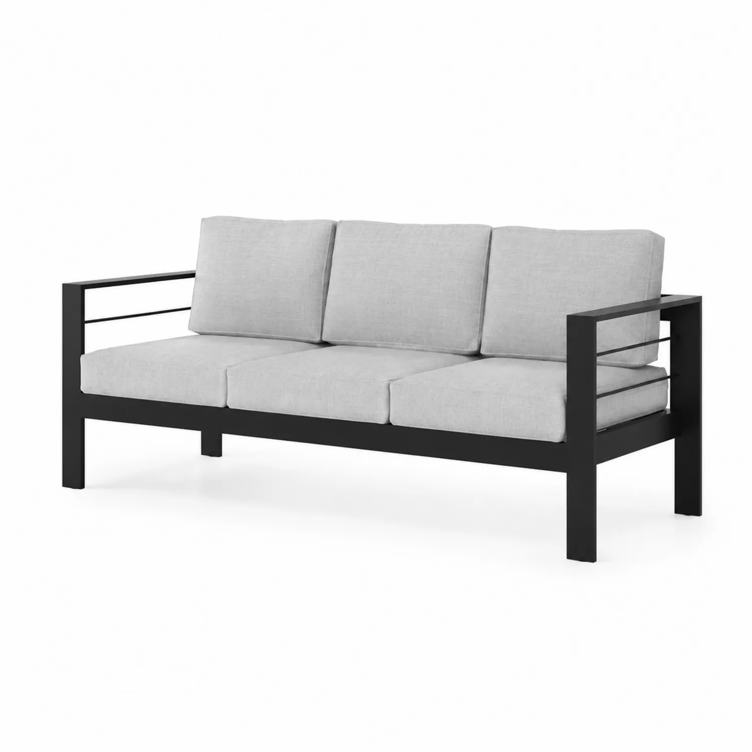 Canapé 3 places en aluminium et polyester Gris et Noir-rusticvillae