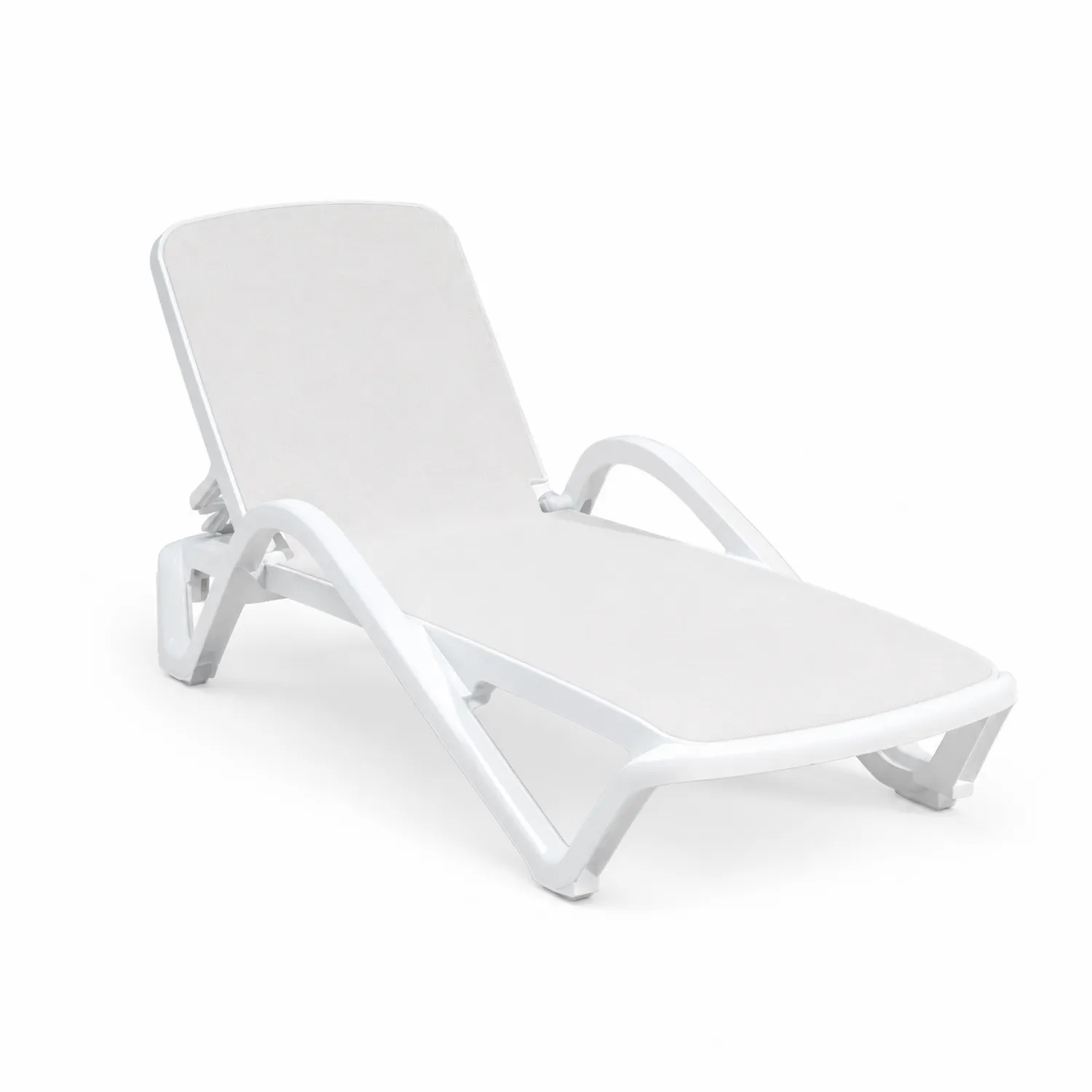 Chaise longue extérieure en plastique blanc-rusticvillae