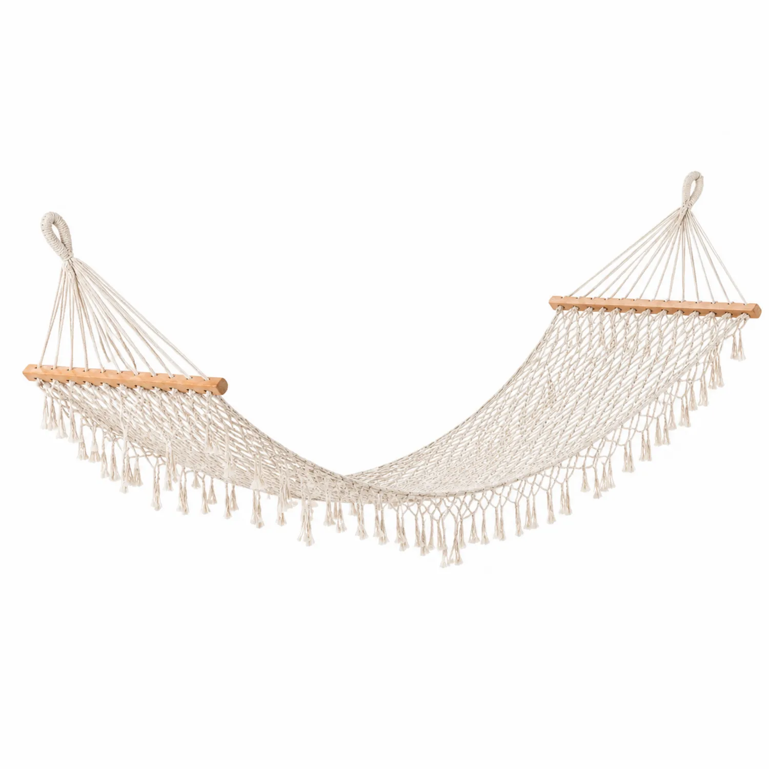 Hamac en Coton Écru avec Barre en Bois 200 x 100 cm-rusticvillae