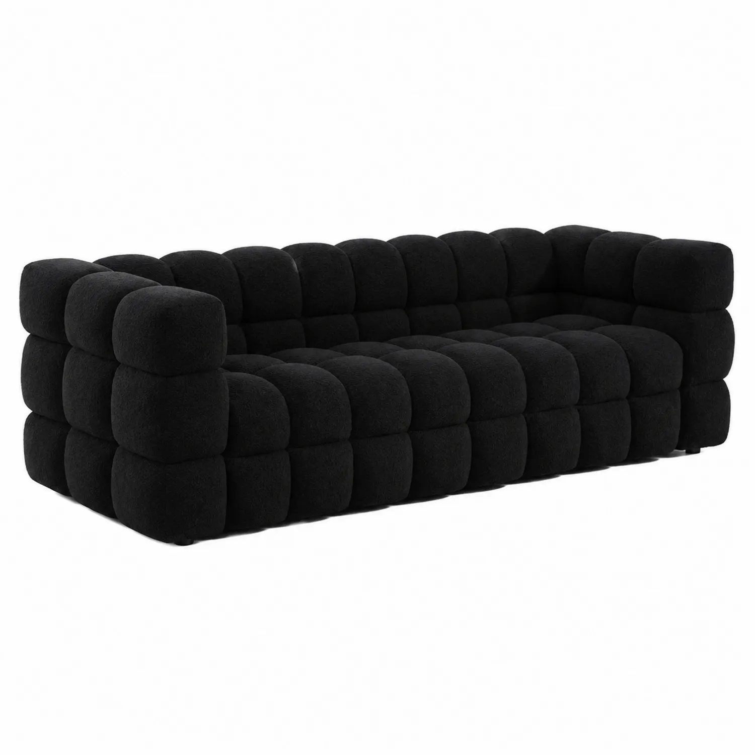 Canapé en tissu bouclé noir 230cm-rusticvillae