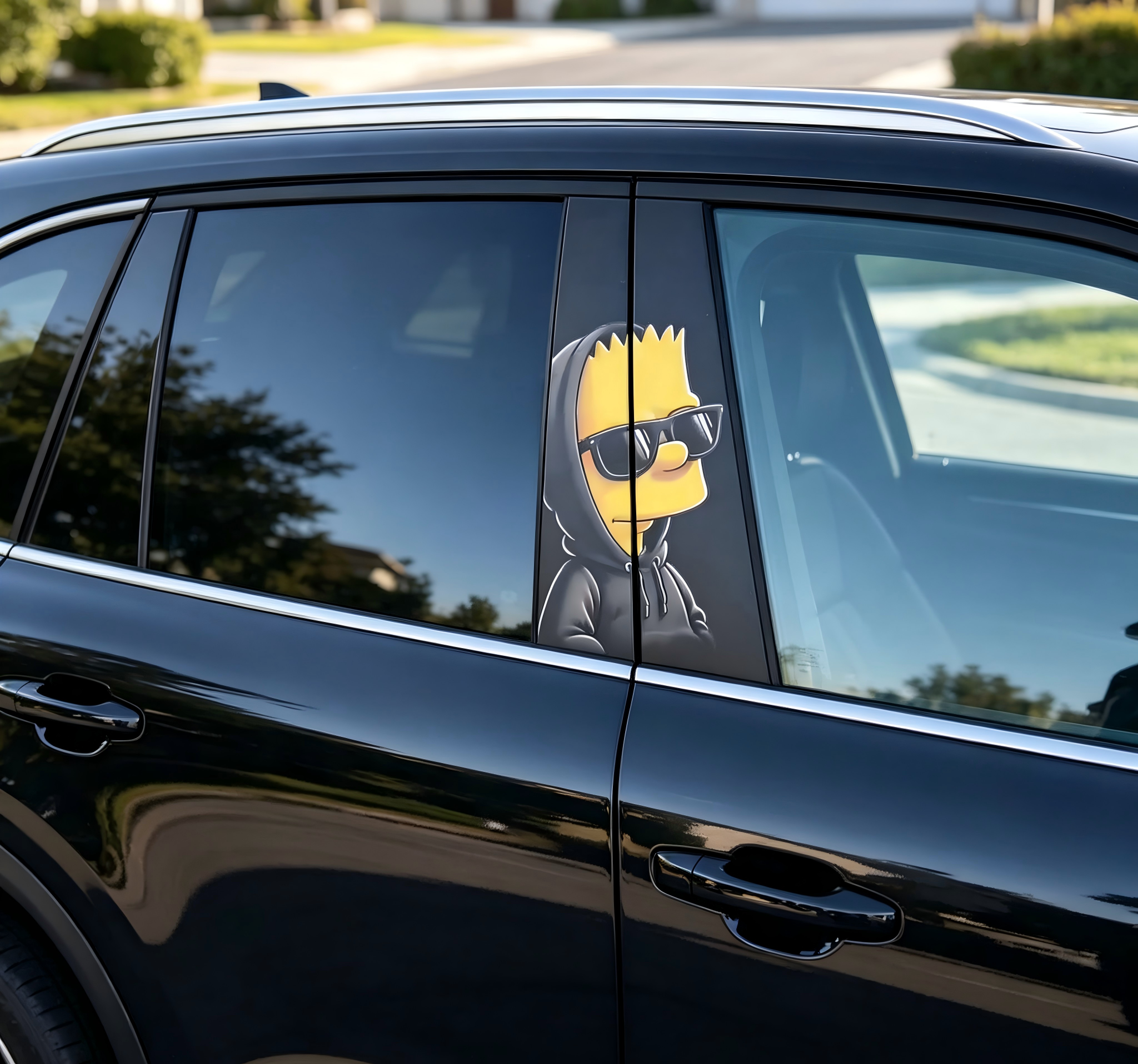 Bart Simpson Hoodie Car Pillar Wrap  Premium Vinyl B-Pillar Decal