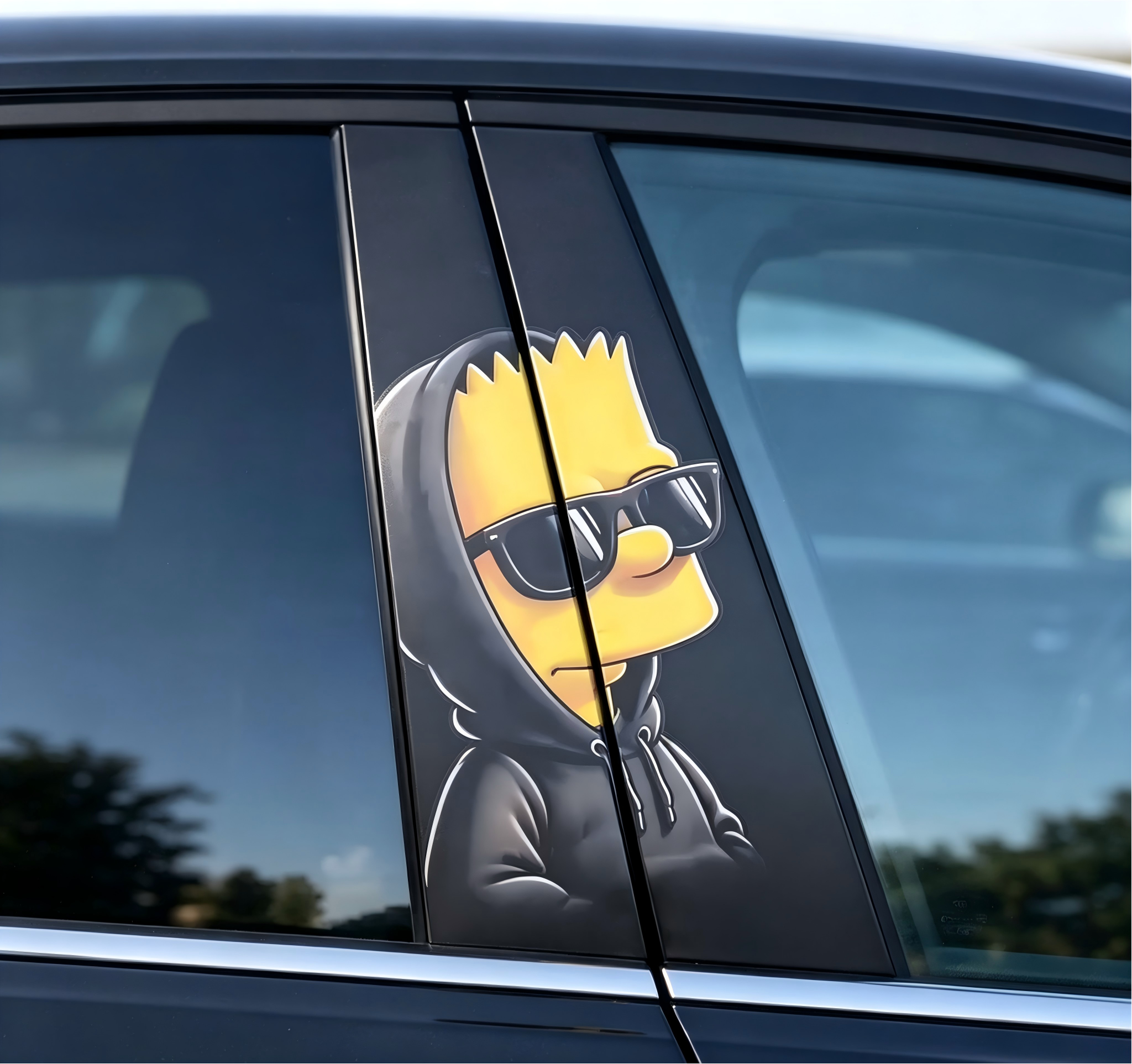 Bart Simpson Hoodie Car Pillar Wrap  Premium Vinyl B-Pillar Decal