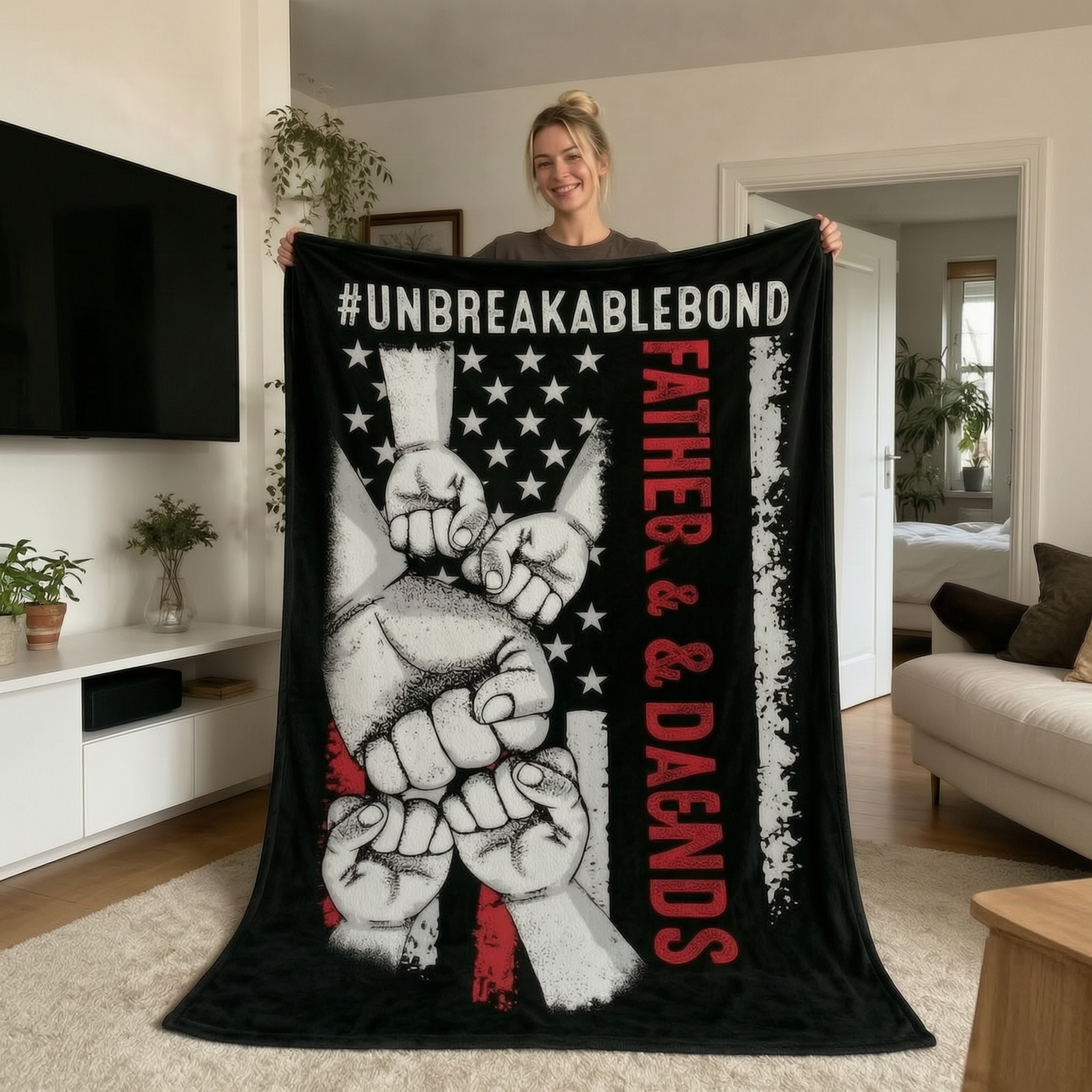 Personalized Unbreakable Bond Father & Kids Blanket