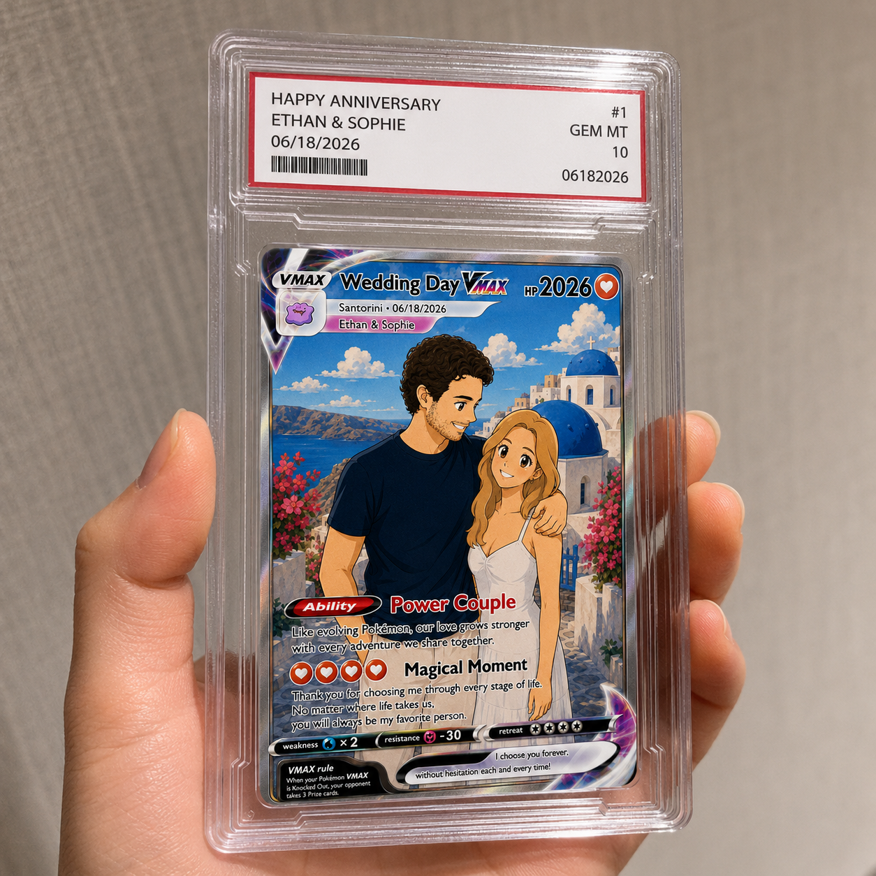 Custom Anime Couple Trading Card, Personalized Anniversary Gift