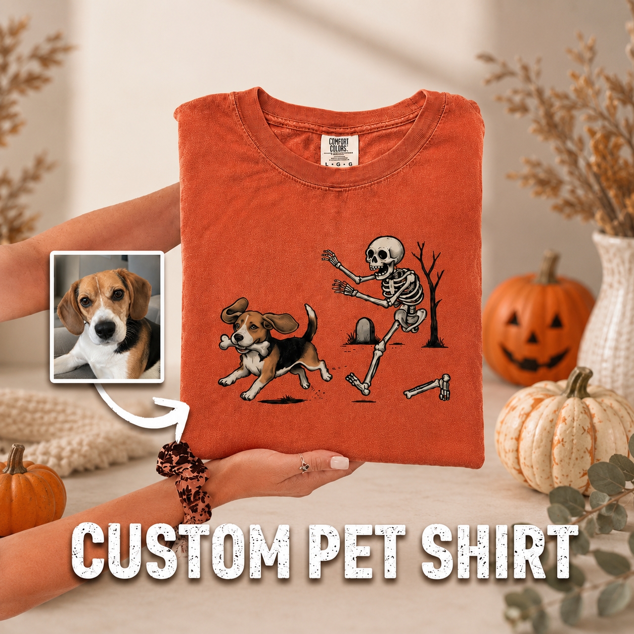 Custom Dog Halloween Shirt – Personalized Skeleton Chase Pet Tee