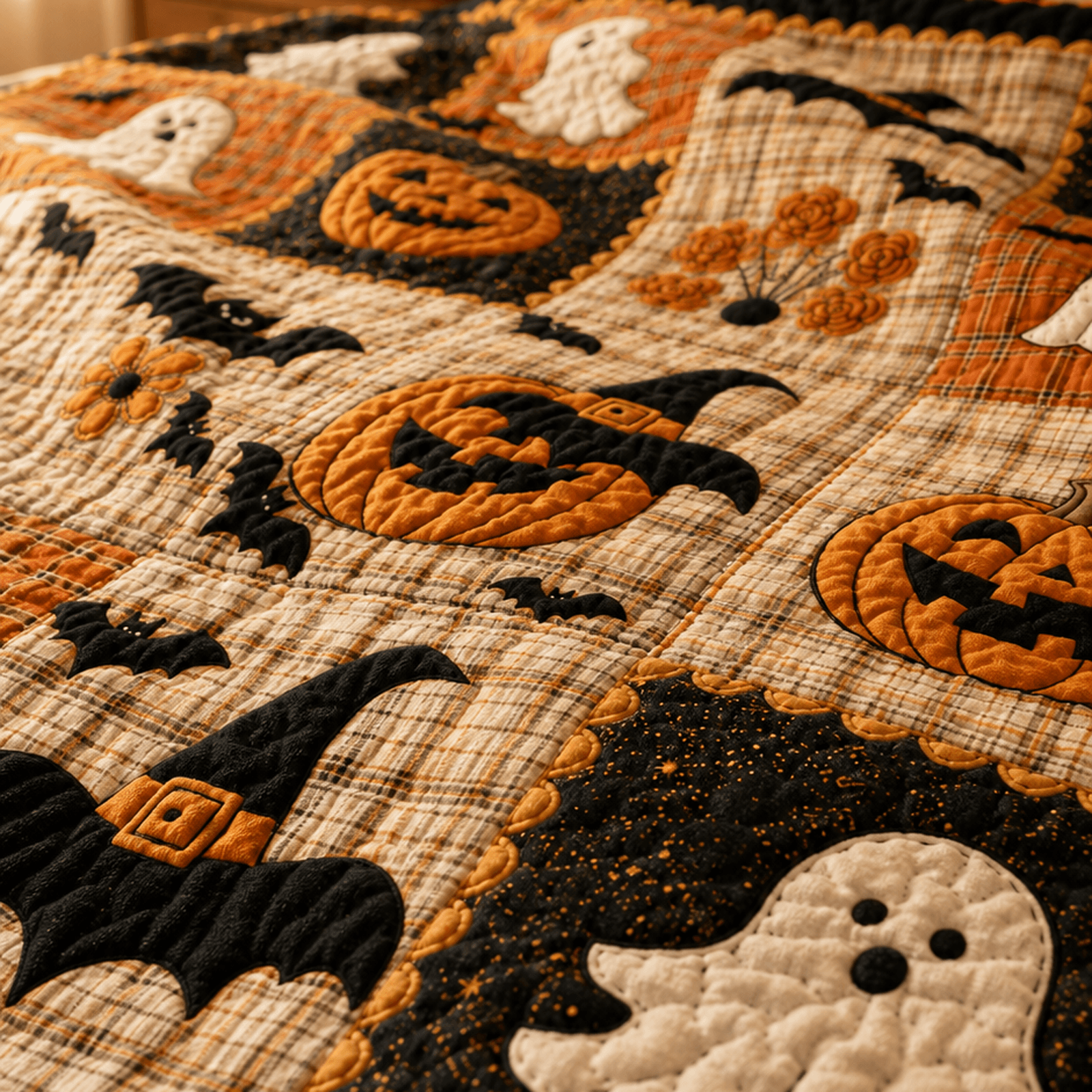 Cozy Halloween Pumpkin & Ghost Throw Blanket for Fall Home Decor