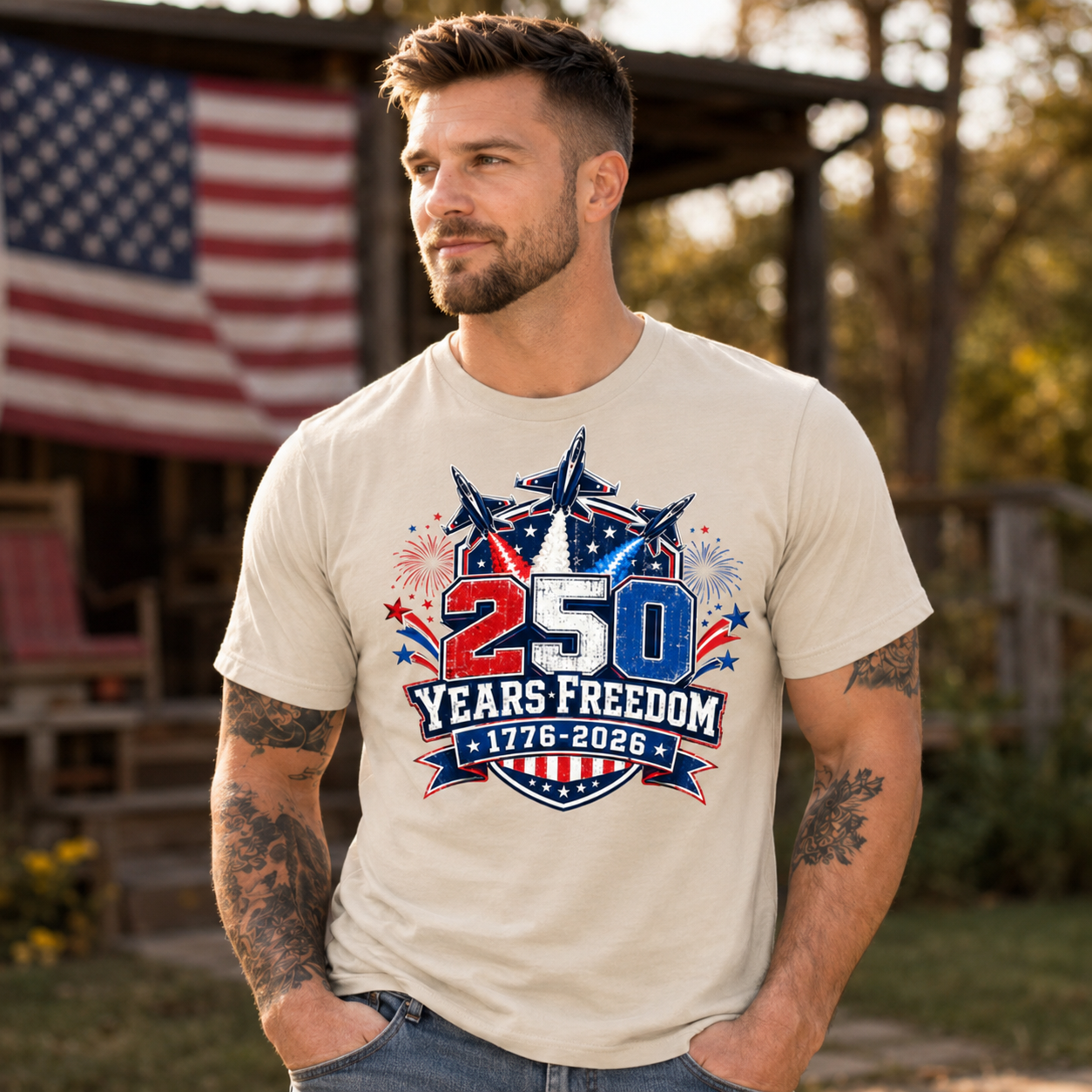 250th Anniversary Patriotic Men’s Shirt, 1776 2026 Freedom Tee
