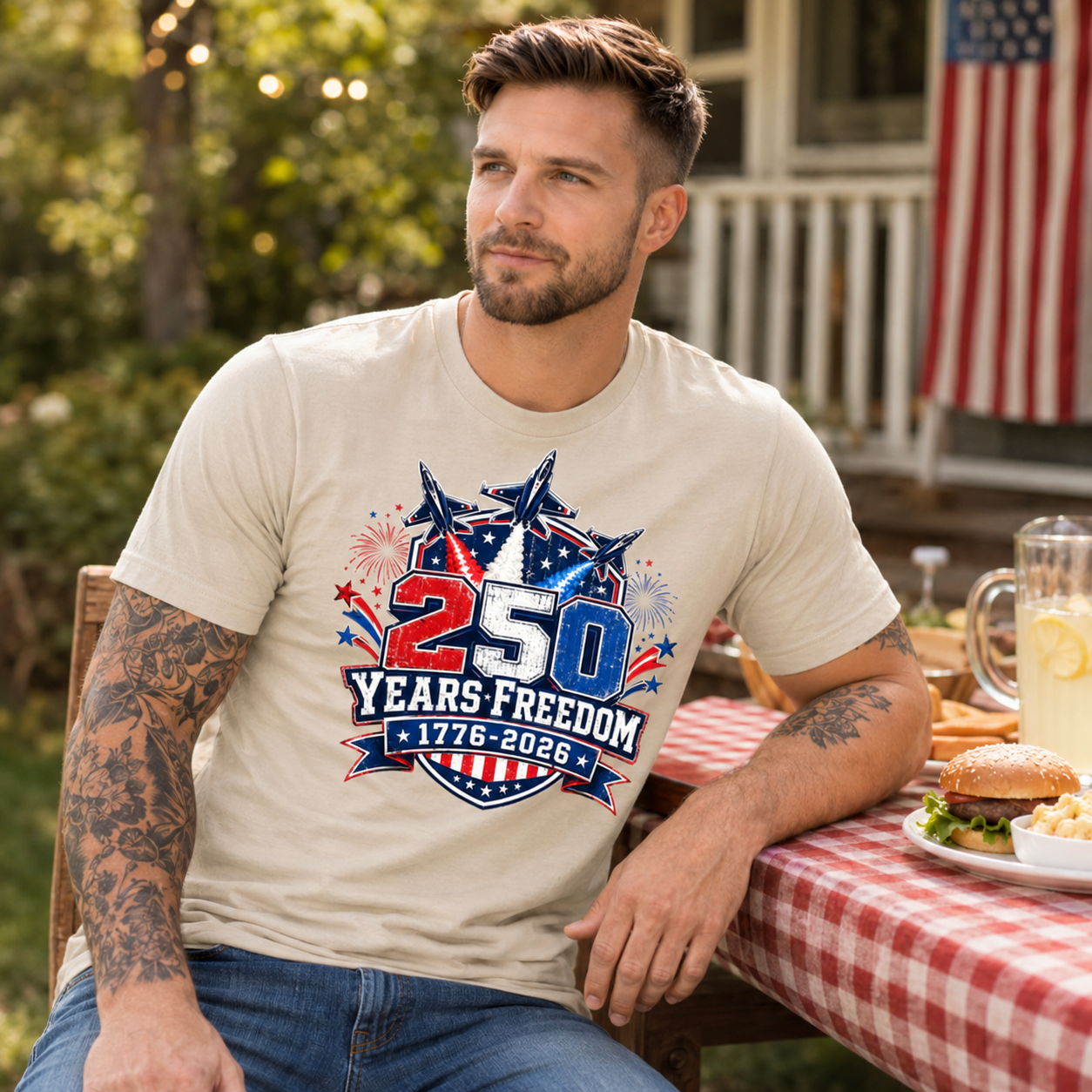 250th Anniversary Patriotic Men’s Shirt, 1776 2026 Freedom Tee