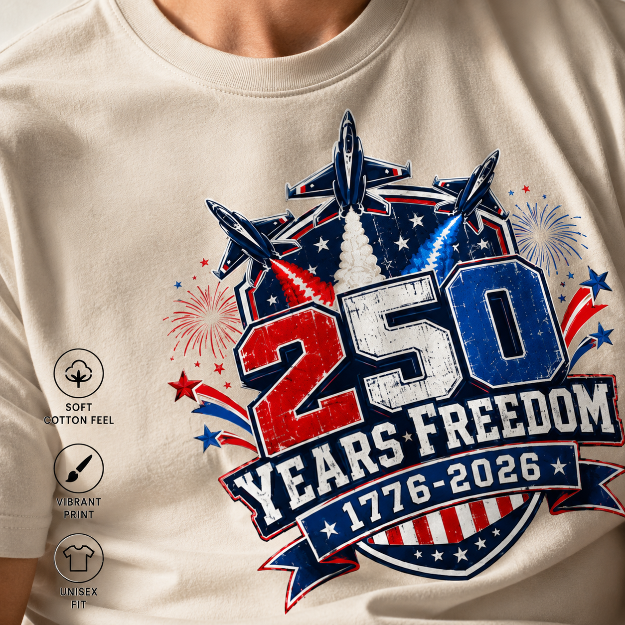 250th Anniversary Patriotic Men’s Shirt, 1776 2026 Freedom Tee