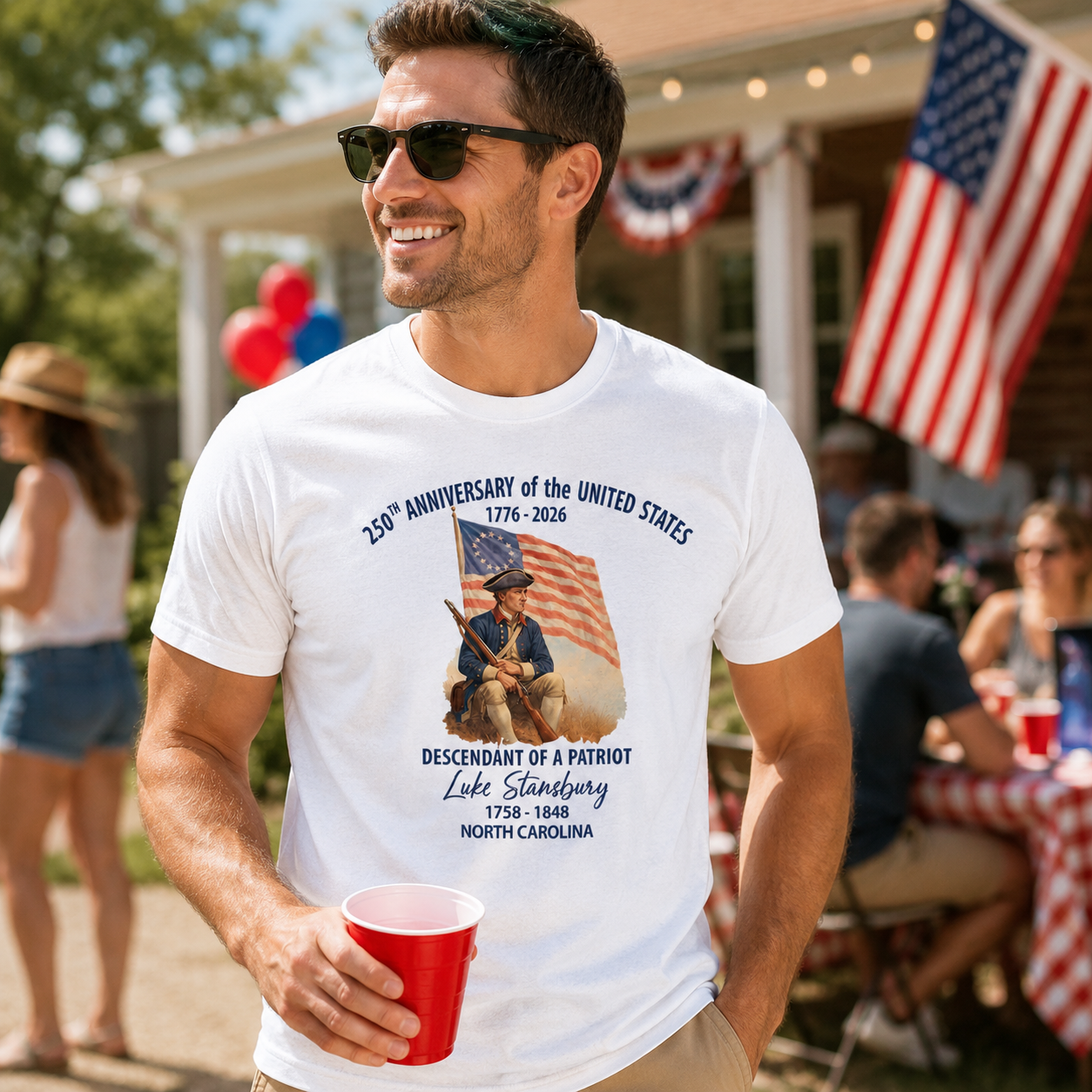 Personalized Descendant of a Patriot Shirt, 1776 2026 Family Heritage Tee