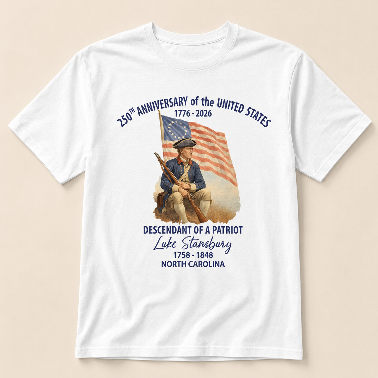 Personalized Descendant of a Patriot Shirt, 1776 2026 Family Heritage Tee