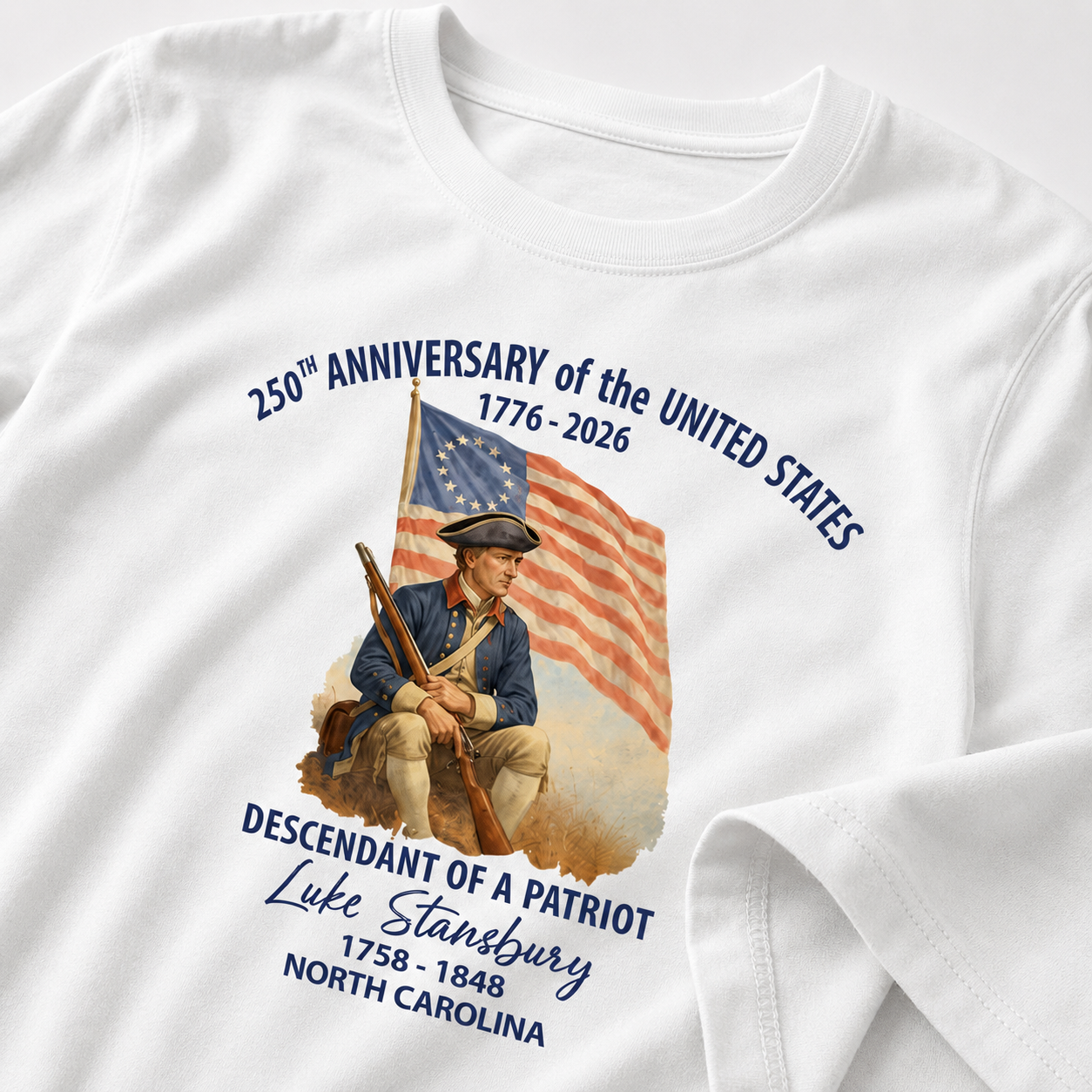 Personalized Descendant of a Patriot Shirt, 1776 2026 Family Heritage Tee
