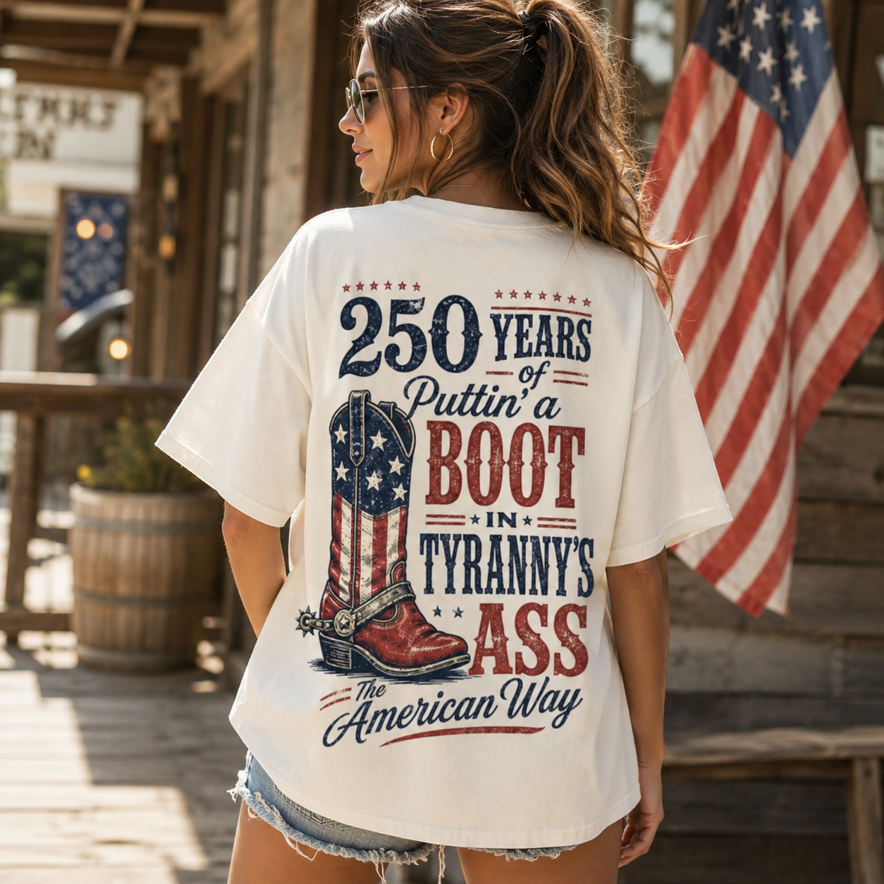 250 Years of Freedom Boot Shirt, Vintage Americana Graphic Tee