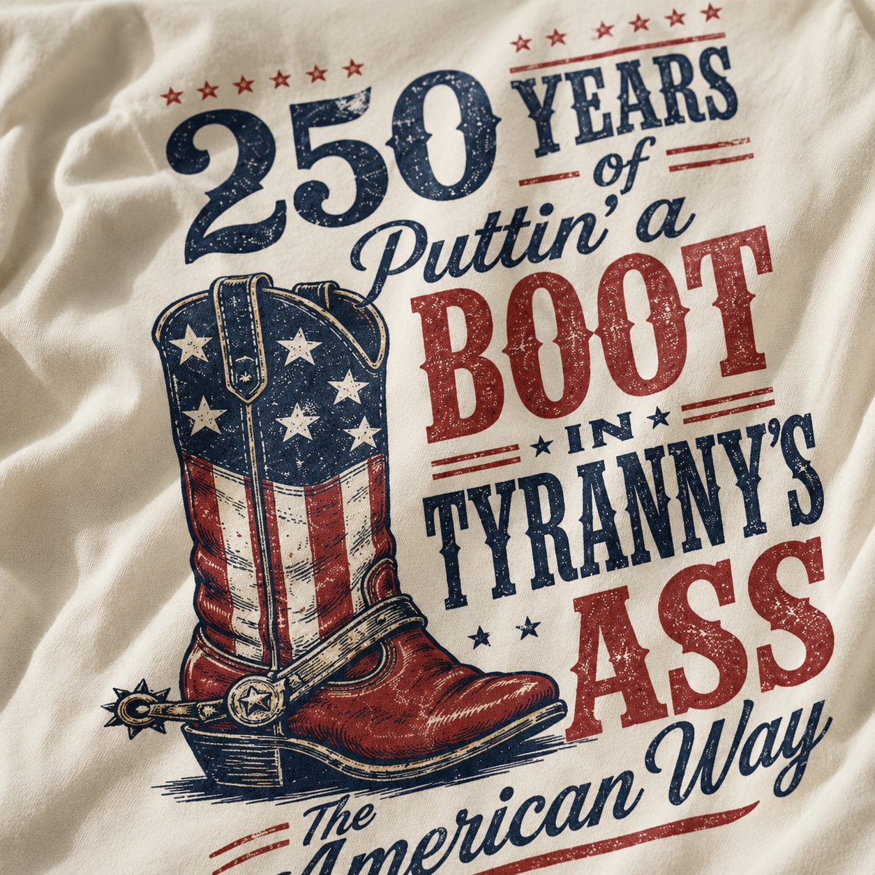 250 Years of Freedom Boot Shirt, Vintage Americana Graphic Tee