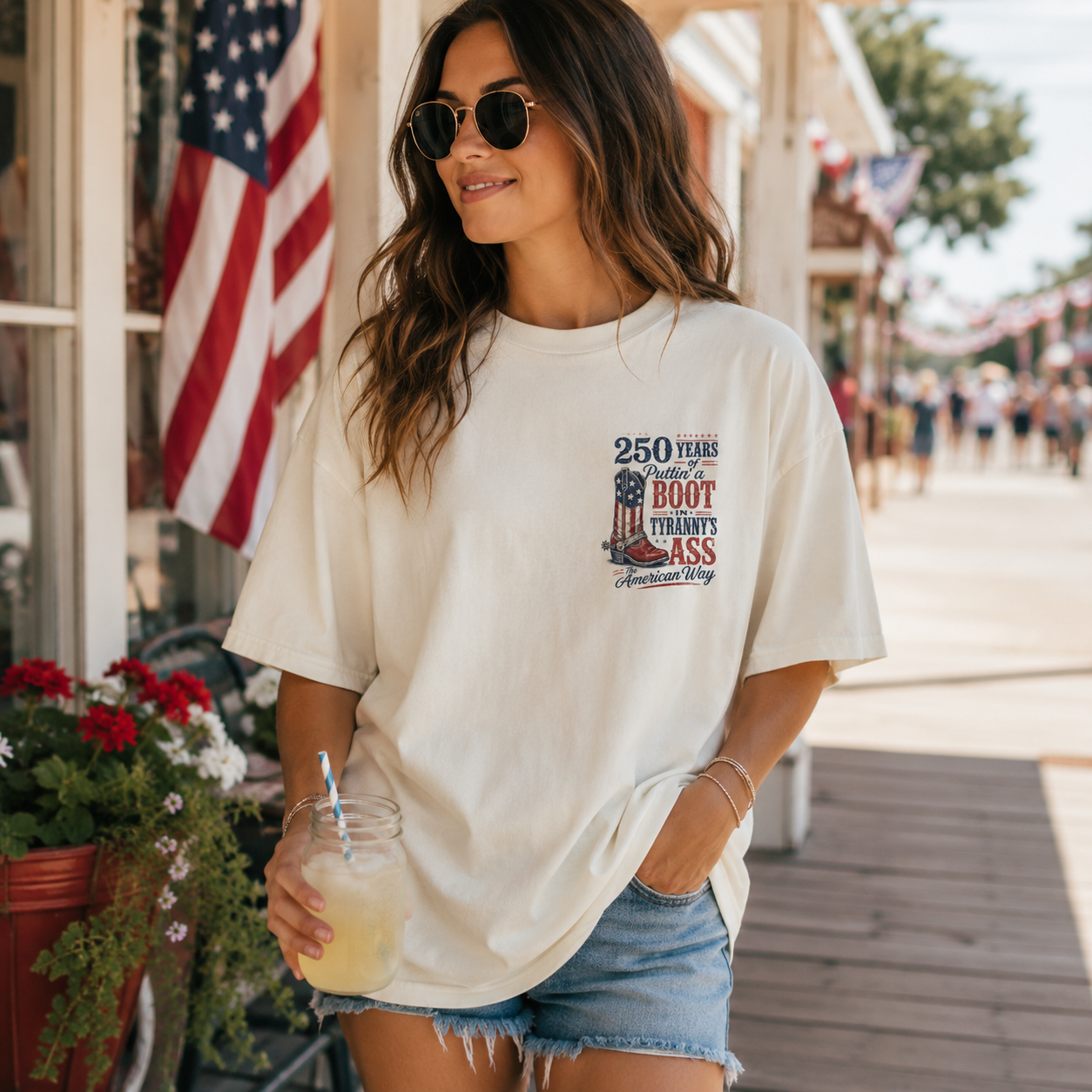 250 Years of Freedom Boot Shirt, Vintage Americana Graphic Tee