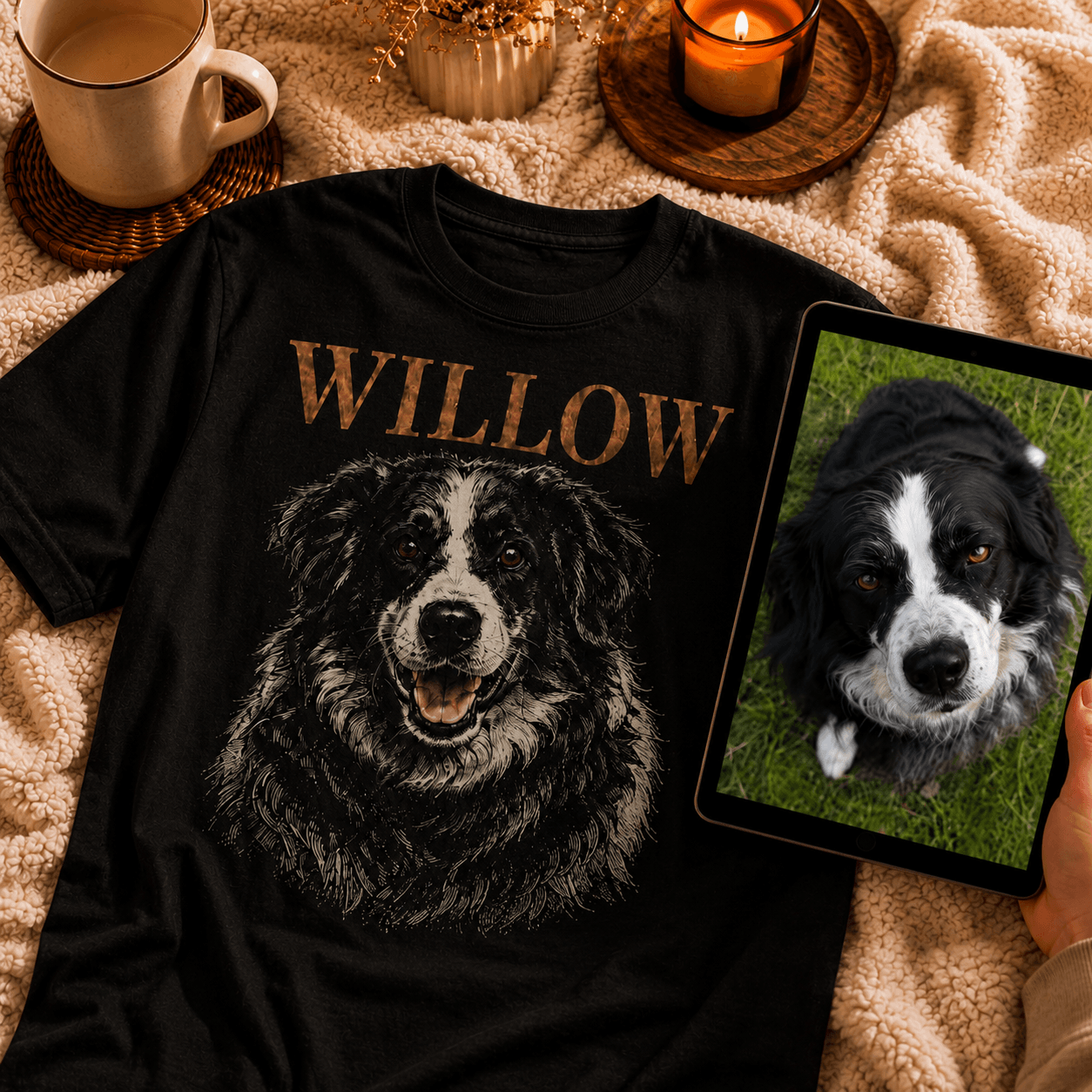 Vintage Pet Portrait Oversized Tee – Custom Photo Shirt
