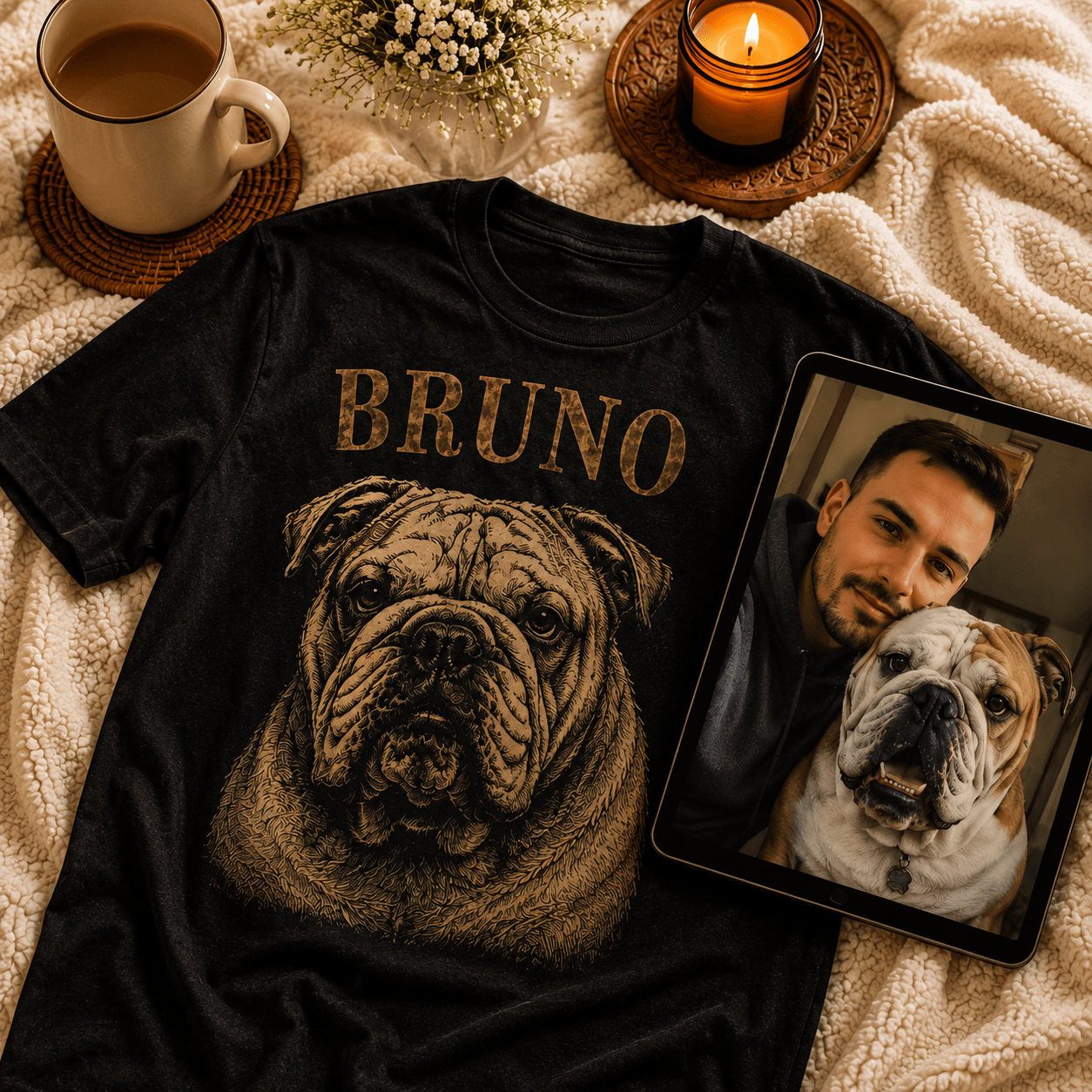 Vintage Pet Portrait Oversized Tee – Custom Photo Shirt