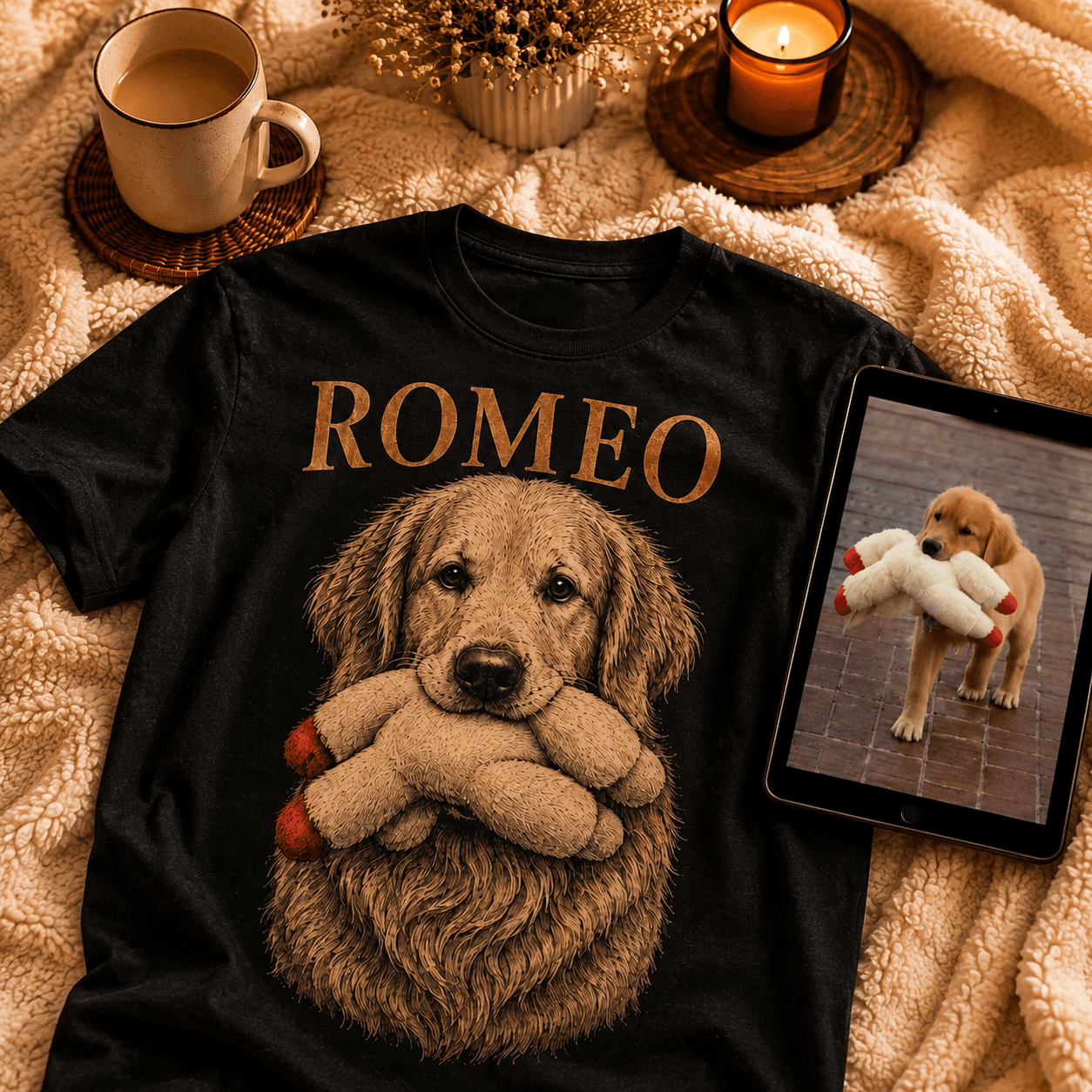 Vintage Pet Portrait Oversized Tee – Custom Photo Shirt