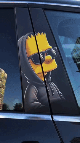 Bart Simpson Hoodie Car Pillar Wrap – Premium Vinyl B-Pillar Decal