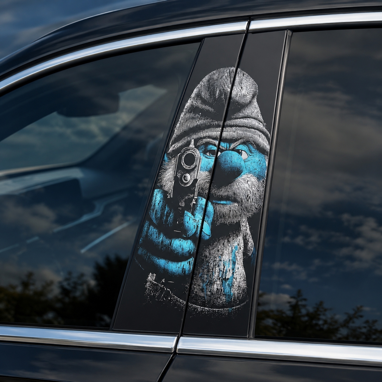 Blue Outlaw Car Pillar Wrap – Premium Vinyl B-Pillar Decal