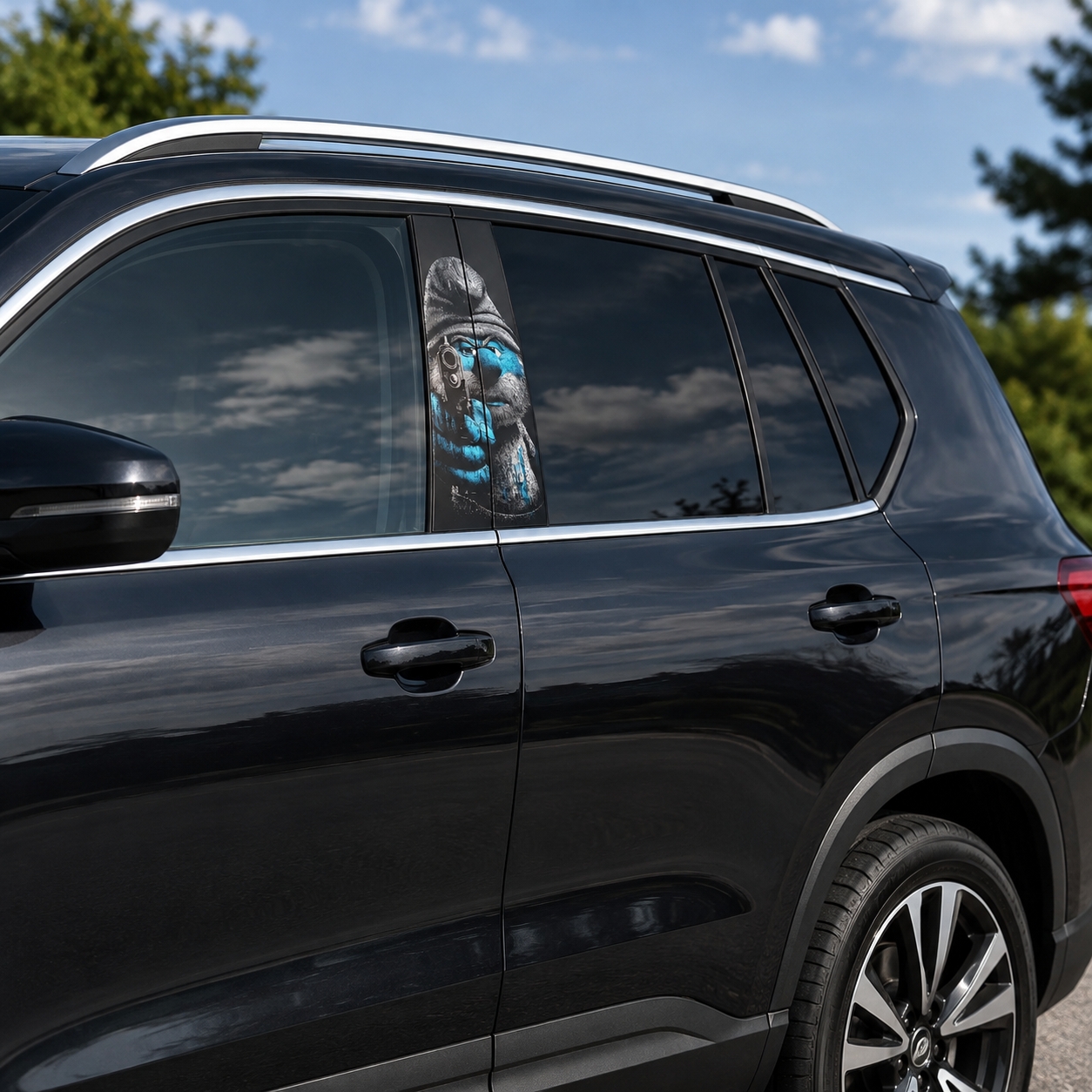 Blue Outlaw Car Pillar Wrap – Premium Vinyl B-Pillar Decal
