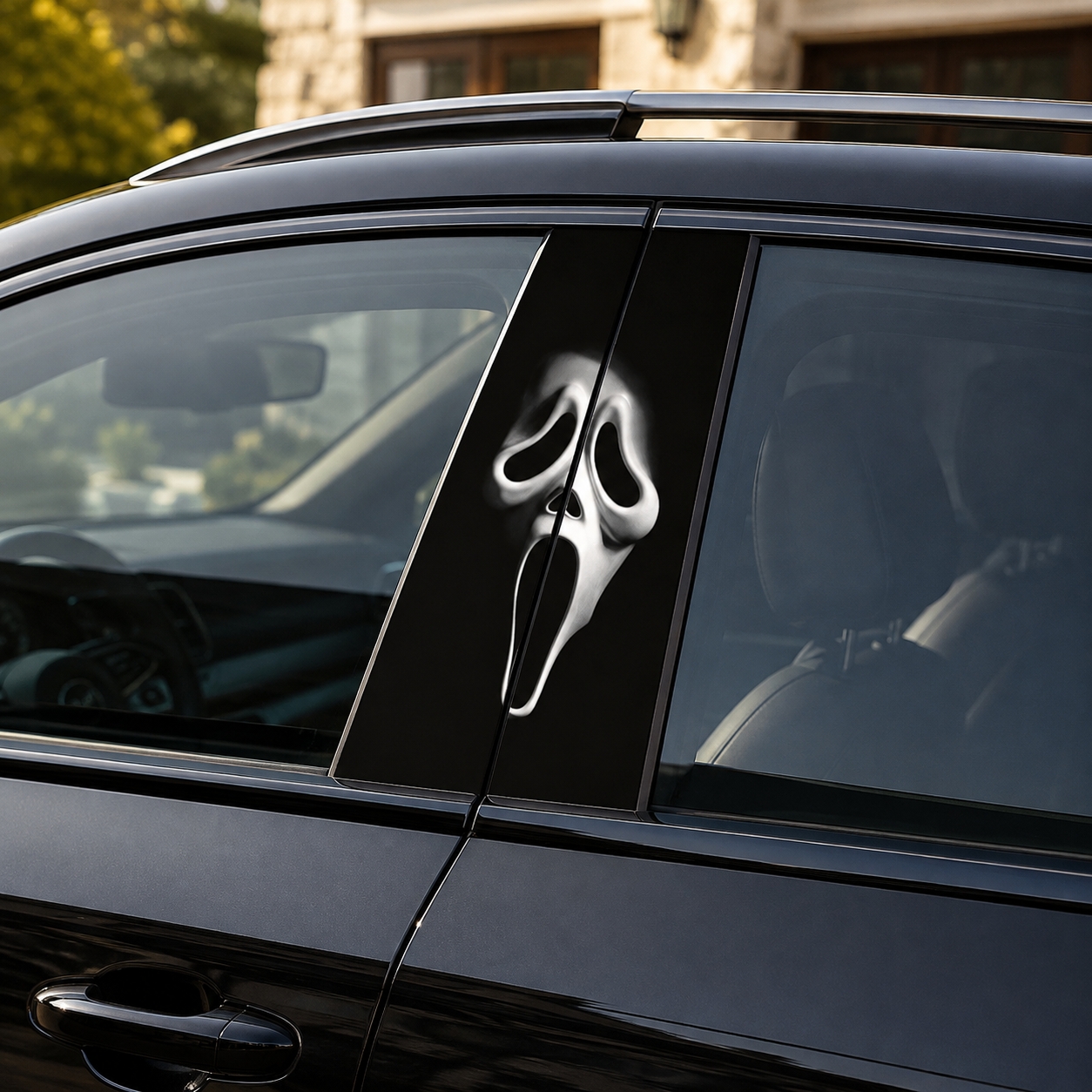 Scream Ghostface Car Pillar Wrap – Classic Horror Vinyl B-Pillar Decal