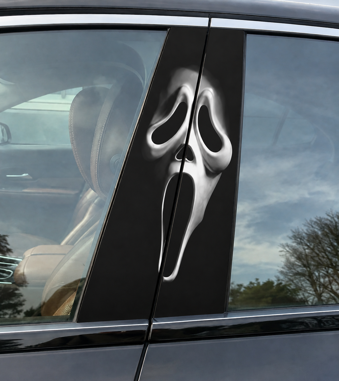 Scream Ghostface Car Pillar Wrap – Classic Horror Vinyl B-Pillar Decal