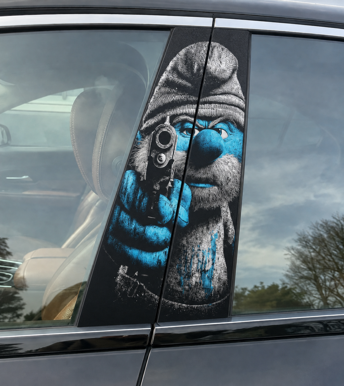 Blue Outlaw Car Pillar Wrap – Premium Vinyl B-Pillar Decal