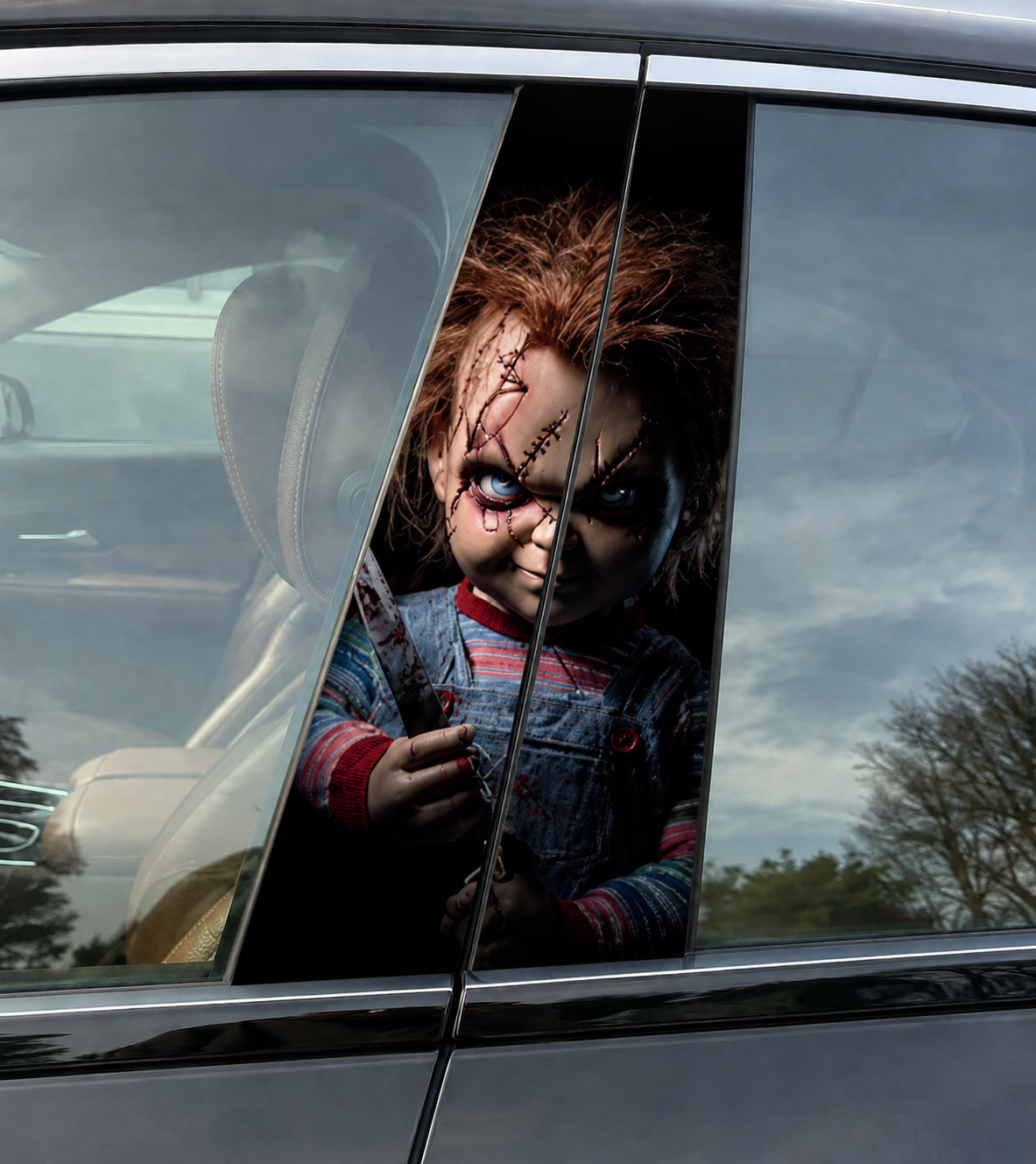 Character Graphic Car B-Pillar Decal – Premium Vinyl Window Pillar Wrap, Universal Fit