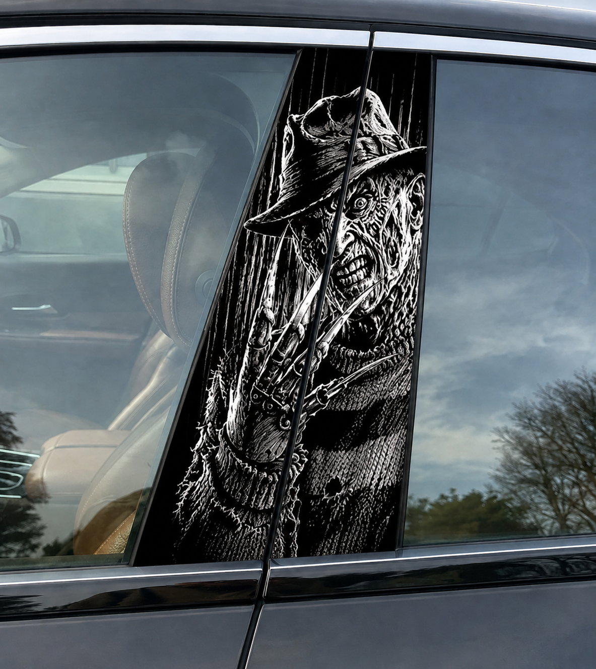 Freddy Krueger Car Pillar Wrap Premium Vinyl B-Pillar Decal, Universal Fit