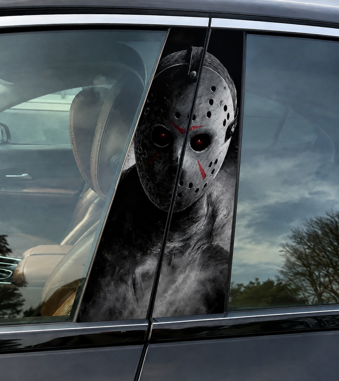 Jason Voorhees Car Pillar Wrap – Premium Vinyl B-Pillar Decal, Universal Fit
