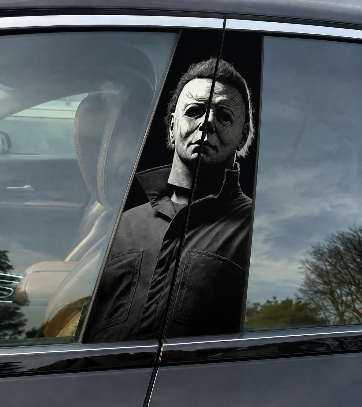 Michael Horror Car Pillar Wrap - Premium Vinyl B-Pillar Decal, Custom Fit