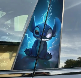 Stitch Car Pillar Wrap - Premium Vinyl B-Pillar Decal, Universal Fit
