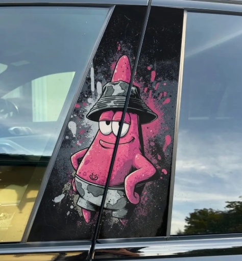Patrick Star Car Pillar Wrap Premium Vinyl Pillar Decal Universal Fit